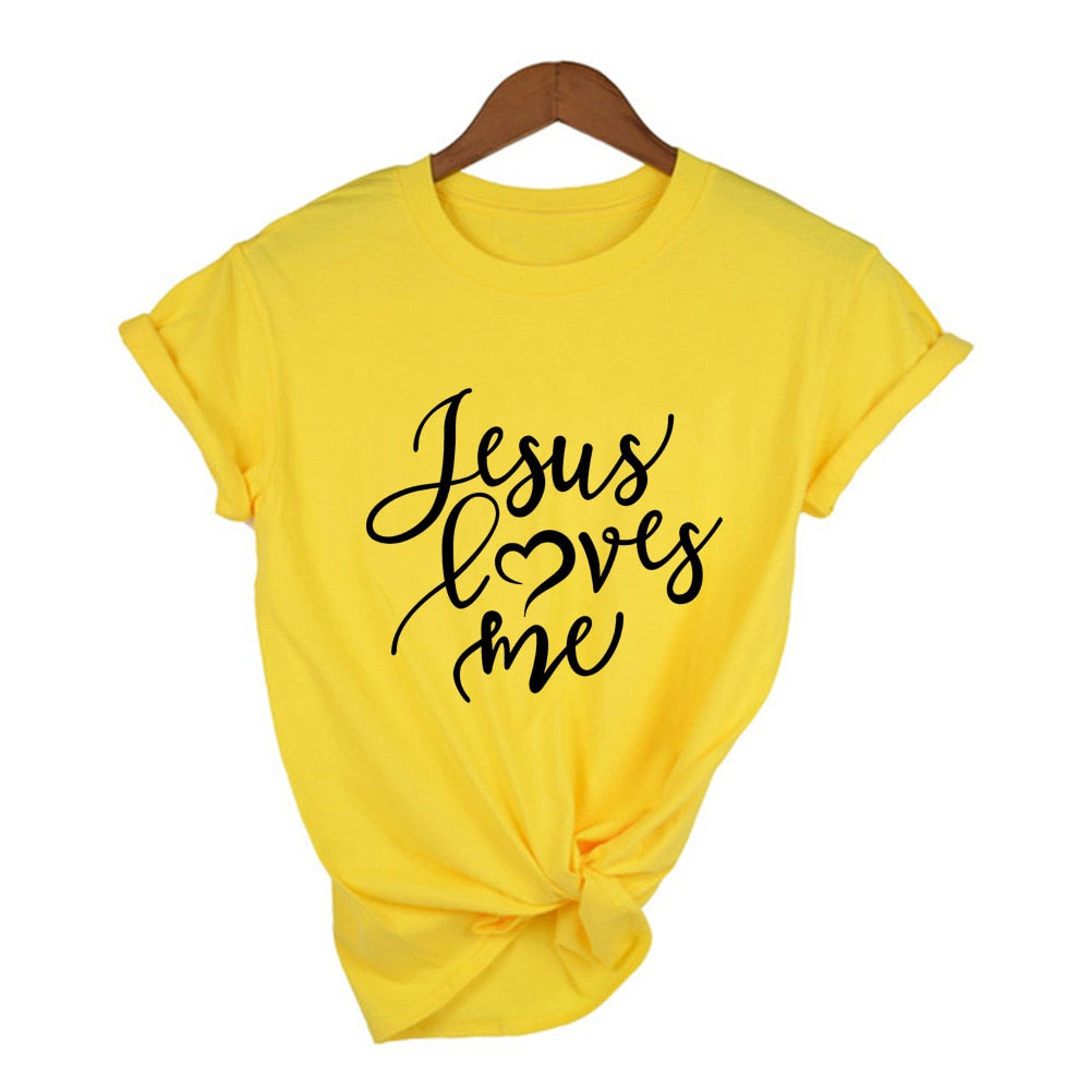 Jesus Loves Me Shirt Women Fashion Christian T-Shirt Religious Shirts Faith Tee 90s Girl Aesthetic Faith Tops Jesus Tee