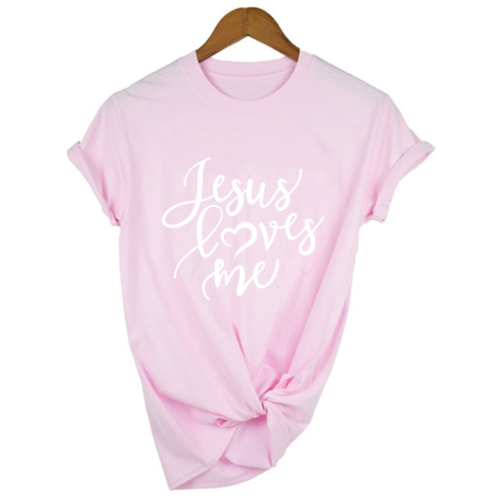 Jesus Loves Me Shirt Women Fashion Christian T-Shirt Religious Shirts Faith Tee 90s Girl Aesthetic Faith Tops Jesus Tee