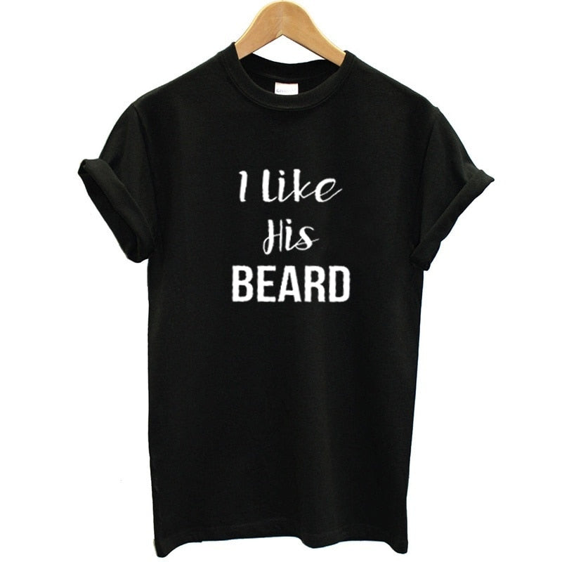 Couples Shirts T-shirt Script, I Like His Beard Shirt, I Like Her